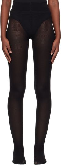 Wolford Black Cotton Net Tights