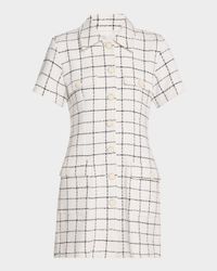 Vidim Grid-Print Tweed Mini Shirtdress