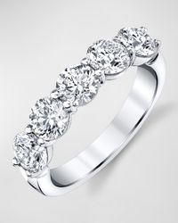 18K White Gold 5 Stone Band with Round Cut Diamonds, 1.65ct