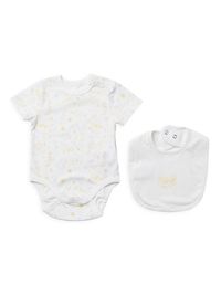 Baby's 2-Piece Logo Doodle Print Bodysuit & Bib Set - White Multi - Size 9 Months