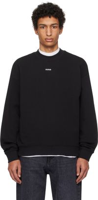 Hugo Black Cotton-Terry Logo Sweatshirt