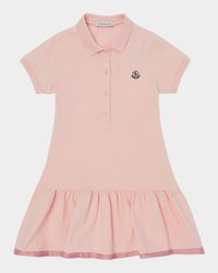 Girl's Drop-Waist Short-Sleeve Polo Dress, Size 8A-10A
