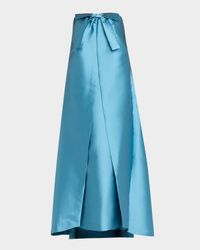 Jacques Strapless Bow Overlay Satin Gown