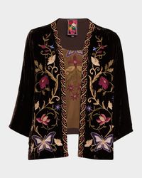 Carmina Floral-Embroidered Velvet Bolero