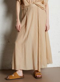 Pomandere - Jupe longue évasée en coton et soie - Taille 42 - Beige