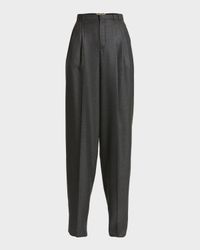 Wide-Leg Tailored Pants with Pleating