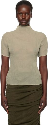 ISSEY MIYAKE Khaki Chiffon Twist 3 Top