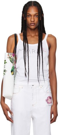 Marni White Embroidered Tank Top