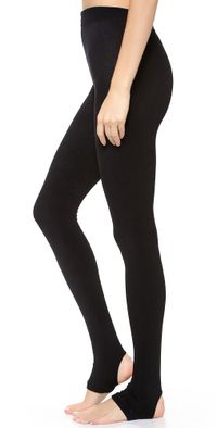 Plush Fleece Lined Tights with Stirrups Black M/L