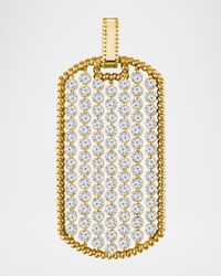18K Yellow Gold Braided Edge Diamond Dog Tag Pendant, 3.00tcw