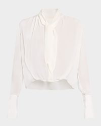 Bergman Tie-Neck Silk Blouse