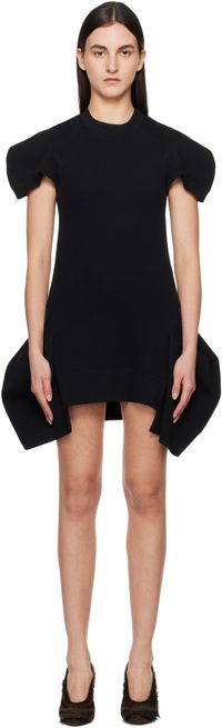 sacai Robe courte noire en jersey de coton