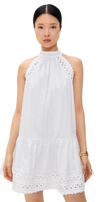 English Factory Scallop Detailed Halter Mini Dress White L