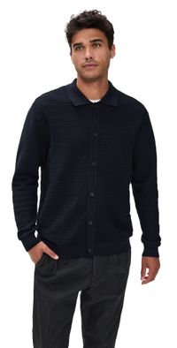 NN07 Navi Cotton Full Button Sweater Navy Blue L