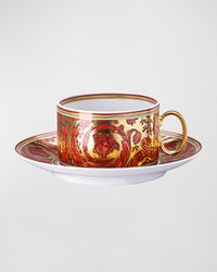 Medusa Garland Red Tea Cup & Saucer, 7 oz.