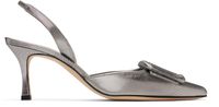 Manolo Blahnik Silver Maysli Heels