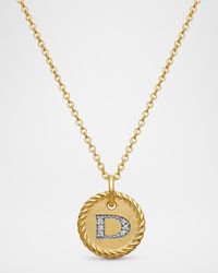 Cable Collectibles Initial Pendant Necklace with Diamonds in 18K Gold, 10mm, 16-18"L