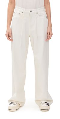 R13 Damon Pleated Jeans White Slubby Twill 29