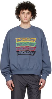 We11done Pull molletonné bleu marine en jersey bouclette