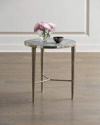 Hammered Nickel Marble-Top End Table