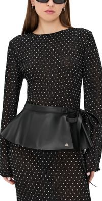 Lele Sadoughi Faux Leather Peplum Belt Jet One Size