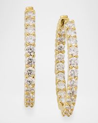18K Yellow Gold Diamond Inside-Out Hoop Earrings