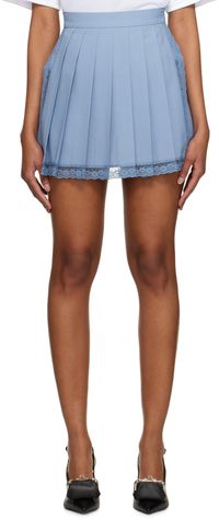 Pushbutton Blue Pleated Shorts