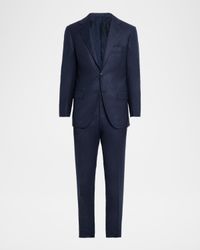 Men's Wool and Cashmere Micro-Check Two-Piece Suit