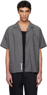 nanamica Gray Open Collar Panama S/S Shirt