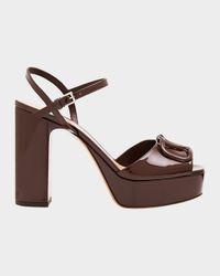 VLogo Signature Patent Leather Platform Sandals