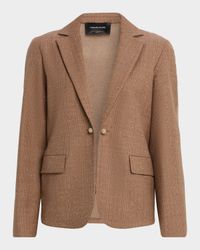 Single-Button Mixed Media Blazer