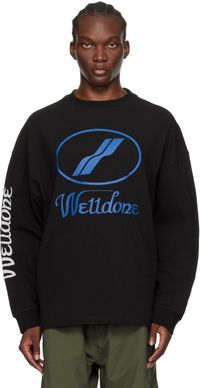 We11done T-shirt à manches longues noir à logos imprimés