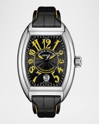 Men's Conquistador Watch with Black Dial and Yellow Numerals