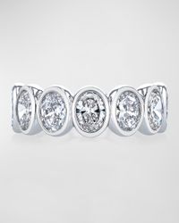 Platinum 7 Stone Band with Bezel Set Oval Cut Diamonds, 1.40ct