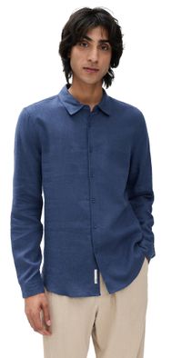 Onia Standard Long Sleeve Linen Shirt Vintage Indigo S