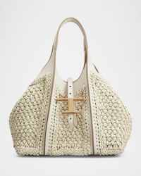 Mini Raffia T Timeless Tote Shopping Bag