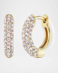 Baby Duo 18K Yellow Gold and White Enamel Earrings with Diamonds