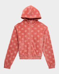 Girl's Interlocked DG Velvet Hoodie, Size 4-6