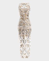 Helena Beaded Floral Applique Midi Dress
