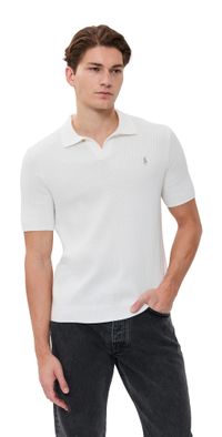 Polo Ralph Lauren Cotton Johnny Collar Polo Sweater Deckwash White L