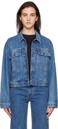 KHAITE Blouson Saunder bleu en denim