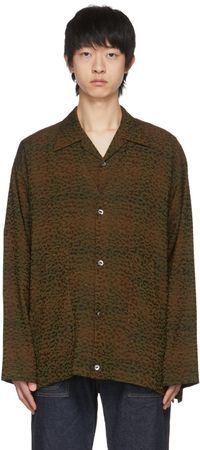 NEEDLES Khaki Jacquard Leopard Cardigan