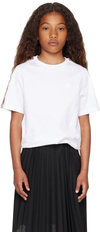 Burberry Kids White Check Trim Cotton T-shirt