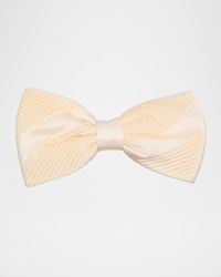 Men's Mini Pleat Diagonal Stripes Silk Bow Tie