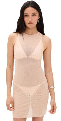 Dur Doux Zara Crystal Mini Dress Peach Stud S