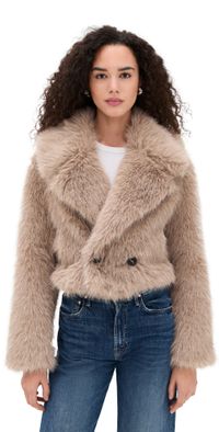 Avec Les Filles Bigger Collar Cropped Jacket Taupe M