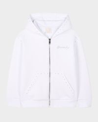 Girl's Rhinestone Embellished Logo-Script Hoodie, Size 4-6