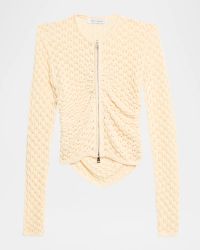 Pointelle Zip Cardigan