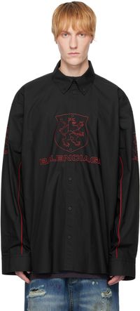 Balenciaga Chemise noire à images à logo brodées