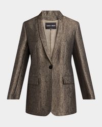 Geo Silk Jacquard Single-Breasted Blazer